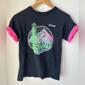 Vintage USA made Colorado Graphic T-Shirt - Black and Pink
